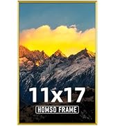 Homso 11x17 Frame Gold - 11x17 Picture Frame Metal Aluminum 11x17 Poster Frame Thin Border 11 x 1...