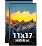 Homso 11x17 Frame Set of 2 Black - 11x17 Picture Frame Metal Aluminum 11x17 Poster Frame Thin Bor...