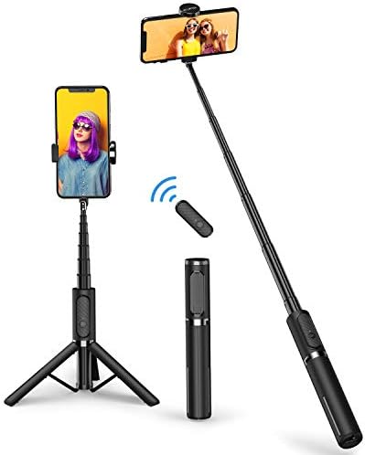 ATUMTEK Selfie Stick Tripod, Extendable 3 in 1 Aluminum Bluetooth Selfie Stick with Wireless Remote and Tripod Stand for iPhone 13/13 Pro/12/11/11 Pro/XS Max/XS/XR/X/8/7, Samsung Smartphones, Black