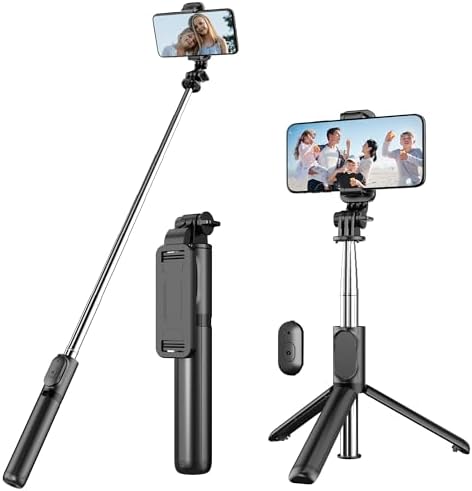 Selfie Stick Tripod with Detachable Wireless Remote, 4 in 1 Extendable Portable Selfie Stick & Phone Tripod Stand Compatible with Gopro, iPhone/Samsung/Huawei