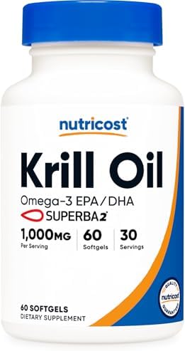 Nutricost Krill Oil 1000mg, 60 Softgels - Omega-3 EPA-DHA Krill Oil Supplement, with Superbakrill