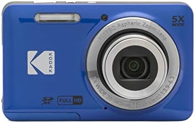 KODAK PIXPRO FZ55-BL 16MP Digital Camera 5X Optical Zoom 28mm Wide Angle 1080P Full HD Video 2.7" LCD Vlogging Camera (Blue)