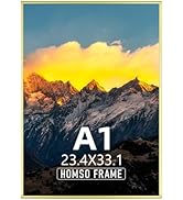 Homso A1 Poster Frame in Gold - 23.4 x 33.1 Frame Metal Aluminum A1 Frame Thin Border A1 Picture ...