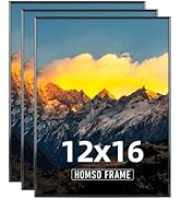 Homso 12x16 Frame Set of 3 Black - 12 x 16 Picture Frame Metal Aluminum 12x16 Frame Thin Border 1...