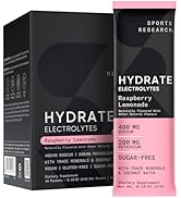 Sports Research Hydrate Electrolytes Powder Packets - Sugar-Free & Naturally Flavored with Vitami...