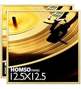 Homso 12.5 x 12.5 Gold Vinyl Record Frame Set of 2 - Metal Aluminum Music Album Frames for Vinyl ...