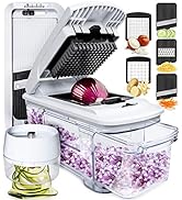 Fullstar All-in-1 Vegetable Chopper, Mandoline Slicer & Cheese Grater - Multi Blade French Fry Cu...