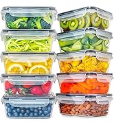 fullstar 10 pack (30 oz) Food storage Containers Set with Lids, Plastic Leak-Proof BPA-Free Conta...