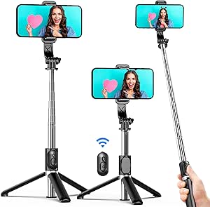 Selfie Stick Tripod, All in One Extendable &amp; Portable Selfie Stick with Wireless Remote Compatible with iPhone 14 13 12 11 pro Xs Max Xr X 8 7, Galaxy Note10/S20/S10/OnePlus 9/9 PRO etc