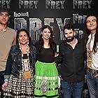 Dan Trachtenberg, Dane DiLiegro, Dakota Beavers, Amber Midthunder, and Jhane Myers at an event for Prey (2022)