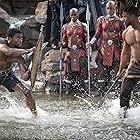 Michael B. Jordan, Chadwick Boseman, Janeshia Adams-Ginyard, Marie Mouroum, Maria Hippolyte, and Dorothy Steel in Black Panther (2018)