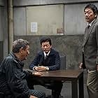 Takeshi Kitano, Tadanobu Asano, and Nao Ômori in Broken Rage (2024)