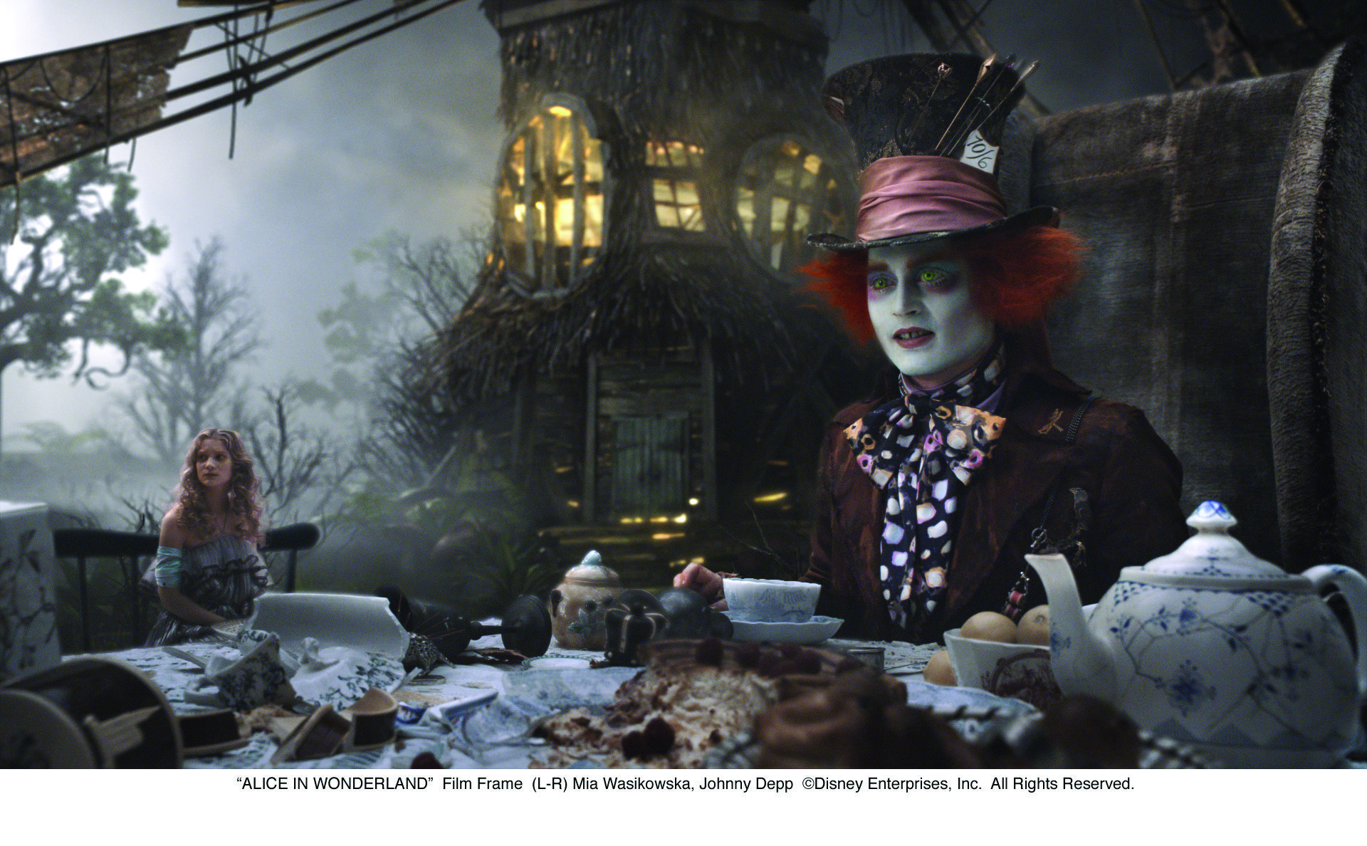 Johnny Depp and Mia Wasikowska in Alice in Wonderland (2010)