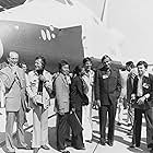 Walter Koenig, Leonard Nimoy, DeForest Kelley, George Takei, Nichelle Nichols, Gene Roddenberry, and Carl Sagan