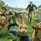 James Corden, Colin Moody, Domhnall Gleeson, Margot Robbie, Elizabeth Debicki, and Daisy Ridley in Peter Rabbit (2018)