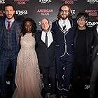 Jonathan Tucker, Bryan Fuller, Neil Gaiman, Michael Green, Pablo Schreiber, Ricky Whittle, and Yetide Badaki at an event for American Gods (2017)