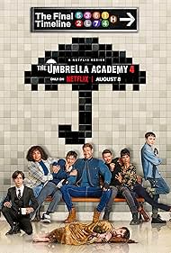 Elliot Page, Robert Sheehan, Tom Hopper, David Castañeda, Justin H. Min, Ritu Arya, Aidan Gallagher, and Emmy Raver-Lampman in The Umbrella Academy (2019)