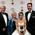 Feature voice actor winner Jen Cody with presenters Bill Farmer, Russi Taylor, and Tony Anselmo (voices of Goofy, Minnie Mouse, and Donald Duck)