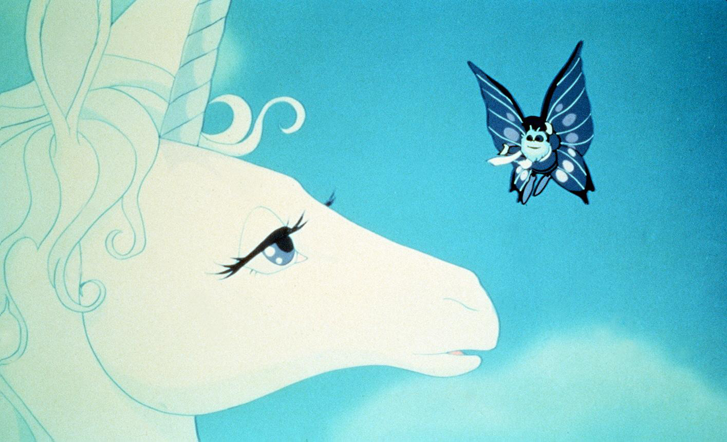 Mia Farrow and Robert Klein in The Last Unicorn (1982)