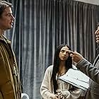 Josh Hartnett, M. Night Shyamalan, and Saleka Shyamalan in Trap (2024)