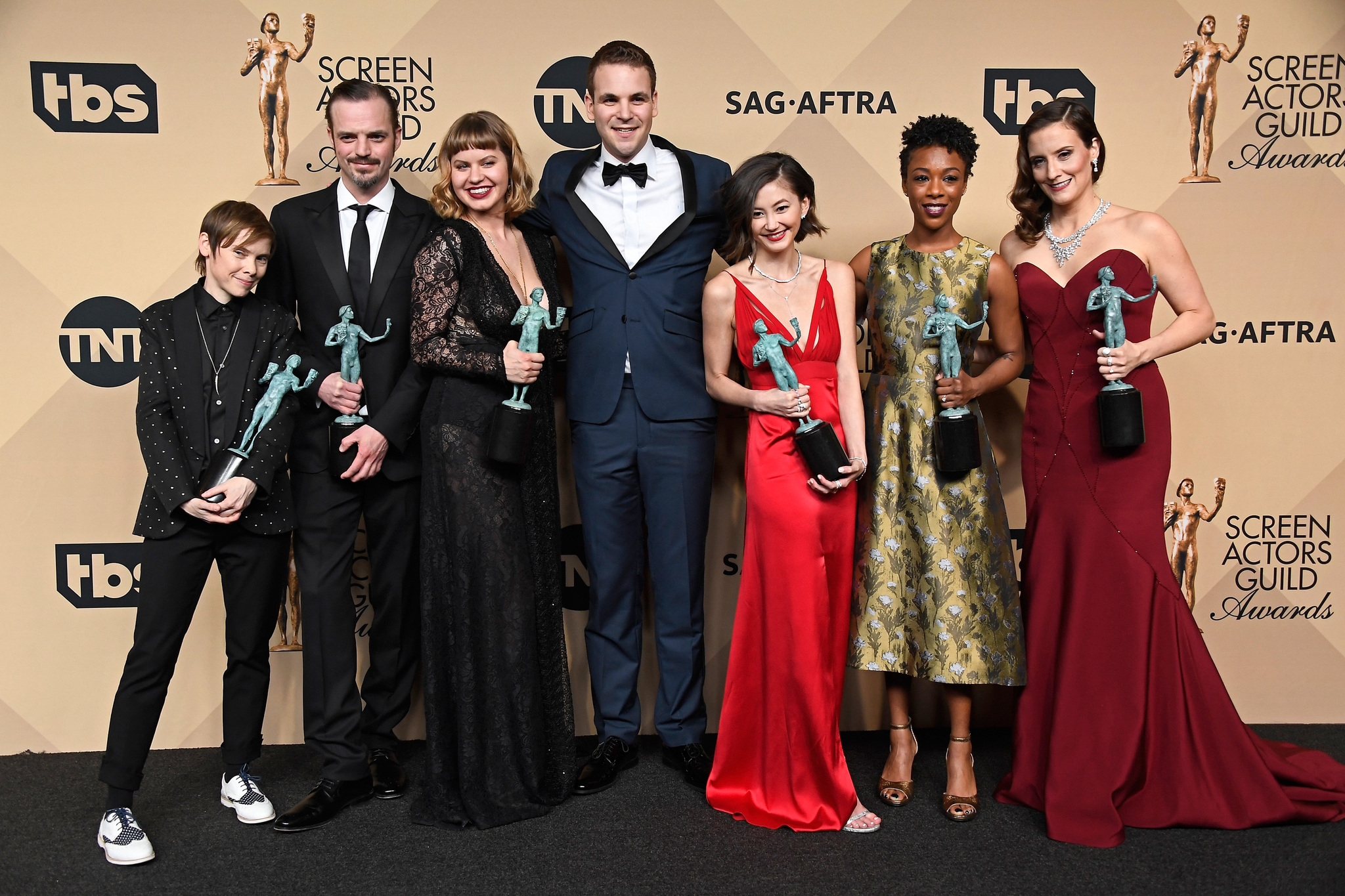 Abigail Savage, Alan Aisenberg, James McMenamin, Samira Wiley, Emily Althaus, Julie Lake, and Kimiko Glenn at an event for Orange Is the New Black (2013)