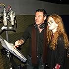 Luke Evans reviews his role as "Beni" with producer Vivian Schilling at the Warner Brothers De Lane Lea Studios in London