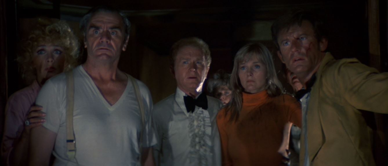 Ernest Borgnine, Red Buttons, Roddy McDowall, Stella Stevens, Shelley Winters, Jack Albertson, and Carol Lynley in The Poseidon Adventure (1972)