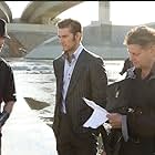 Brendan Miller and Alex Pettyfer with Director Andrew Niccol on the set of "IN TIME"