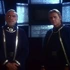 Lorne Greene and Richard Lynch in Galactica 1980 (1980)