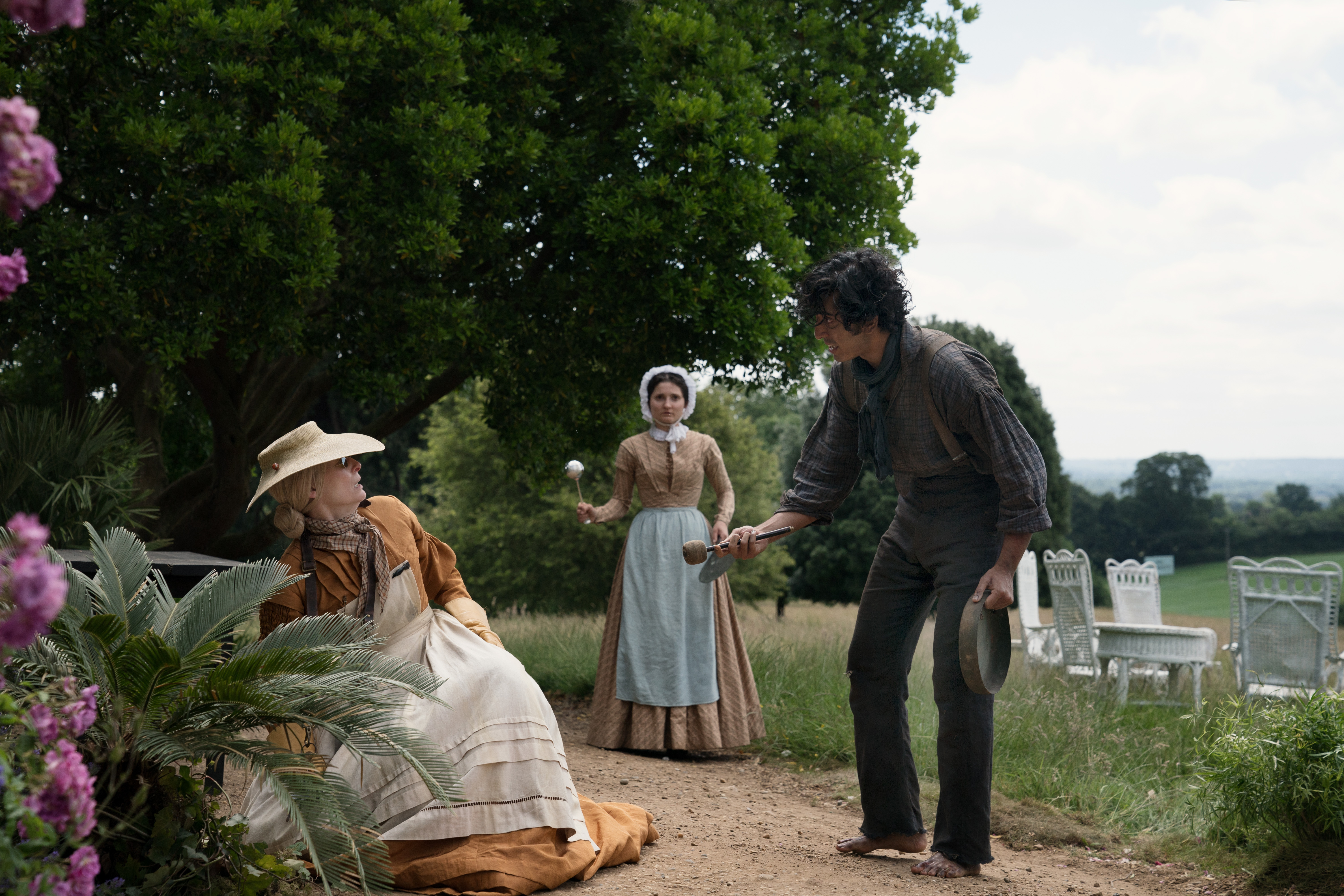 Tilda Swinton and Dev Patel in The Personal History of David Copperfield (2019)