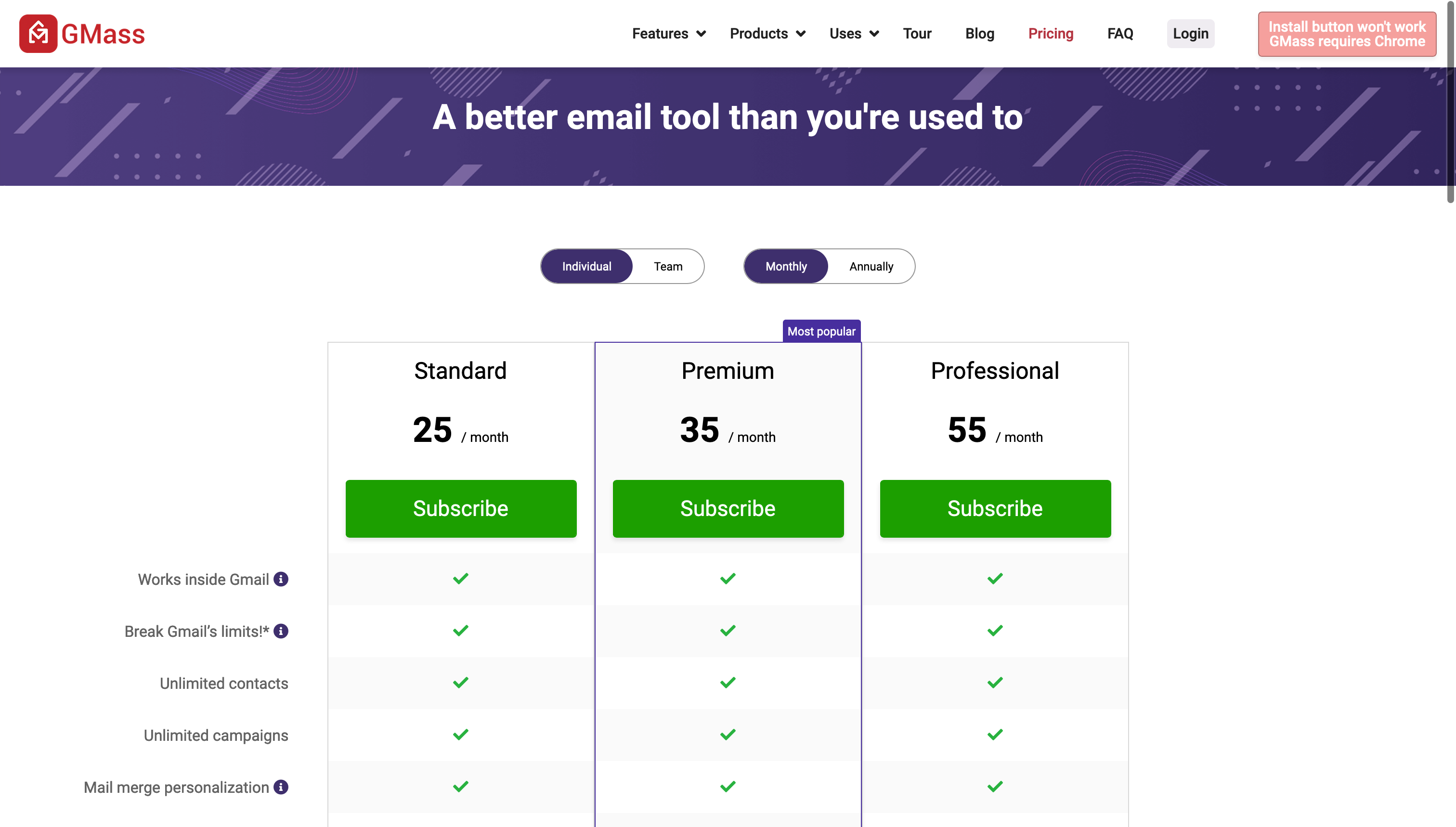 GMass pricing