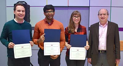 Sam Turton, Gweneth McKinley, and Vishal Arul with Charles Housman