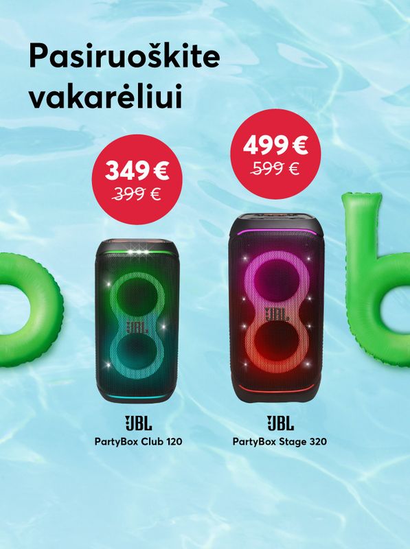 Pasiruoškite vakarėliui su JBL PartyBox kolonėlėmis