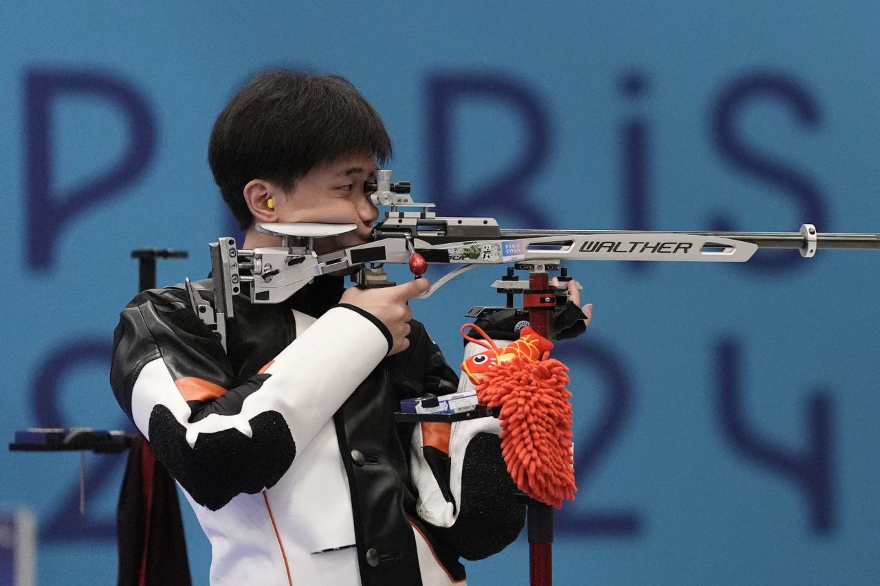 Yukun Liu is seen in the men’s 50m rifle 3 positions final in Deols on Thursday.