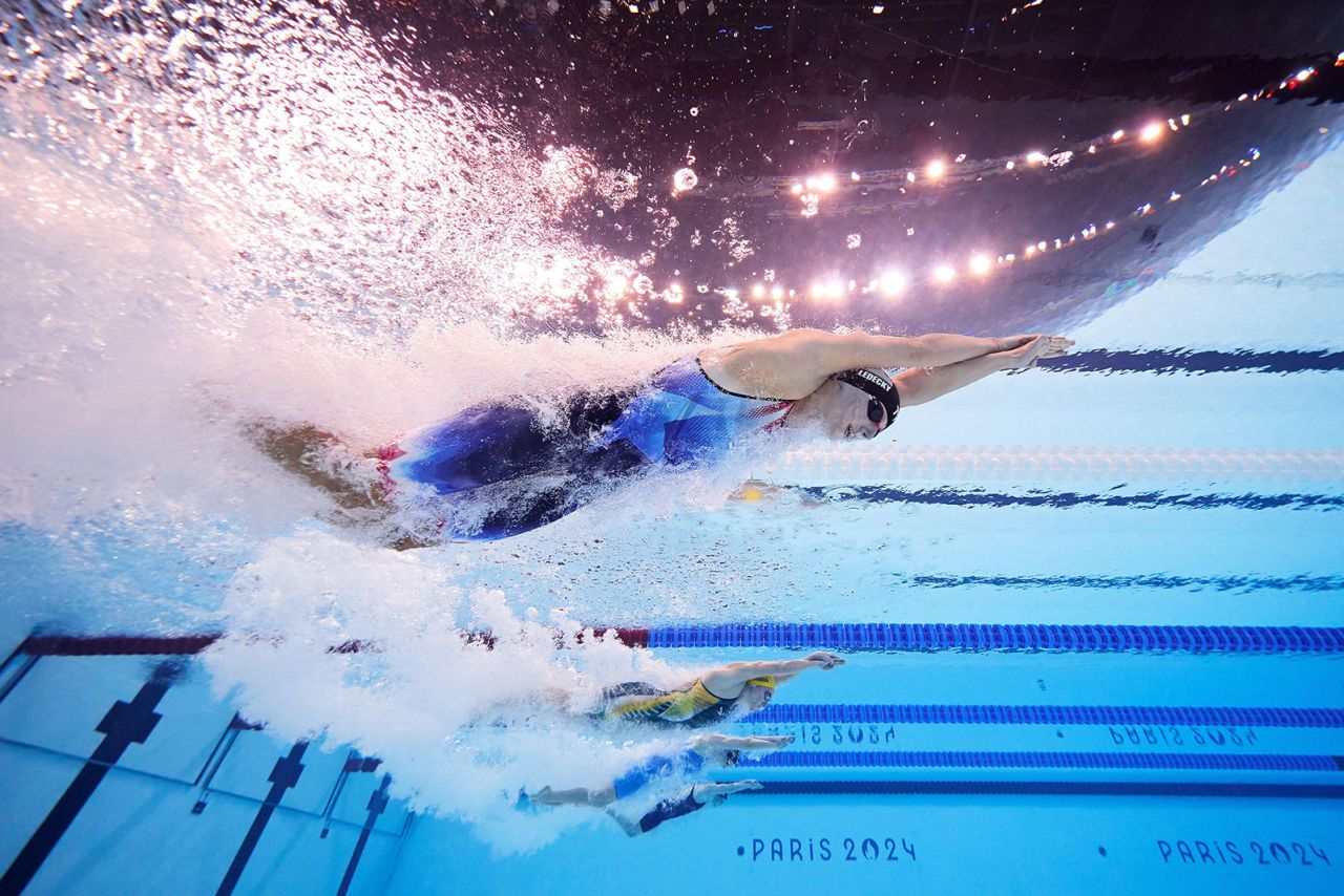 US swimmer Katie Ledecky competes in the women's 800-meter freestyle final on Saturday, August 3.