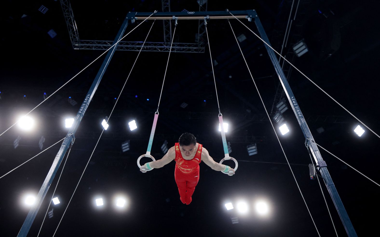 Chinese gymnast Liu Yang competes in the rings final on August 4. <a href="https://www.cnn.com/sport/live-news/paris-olympics-news-2024-08-04#h_7b011acc3d01328c88edec119467b22b"