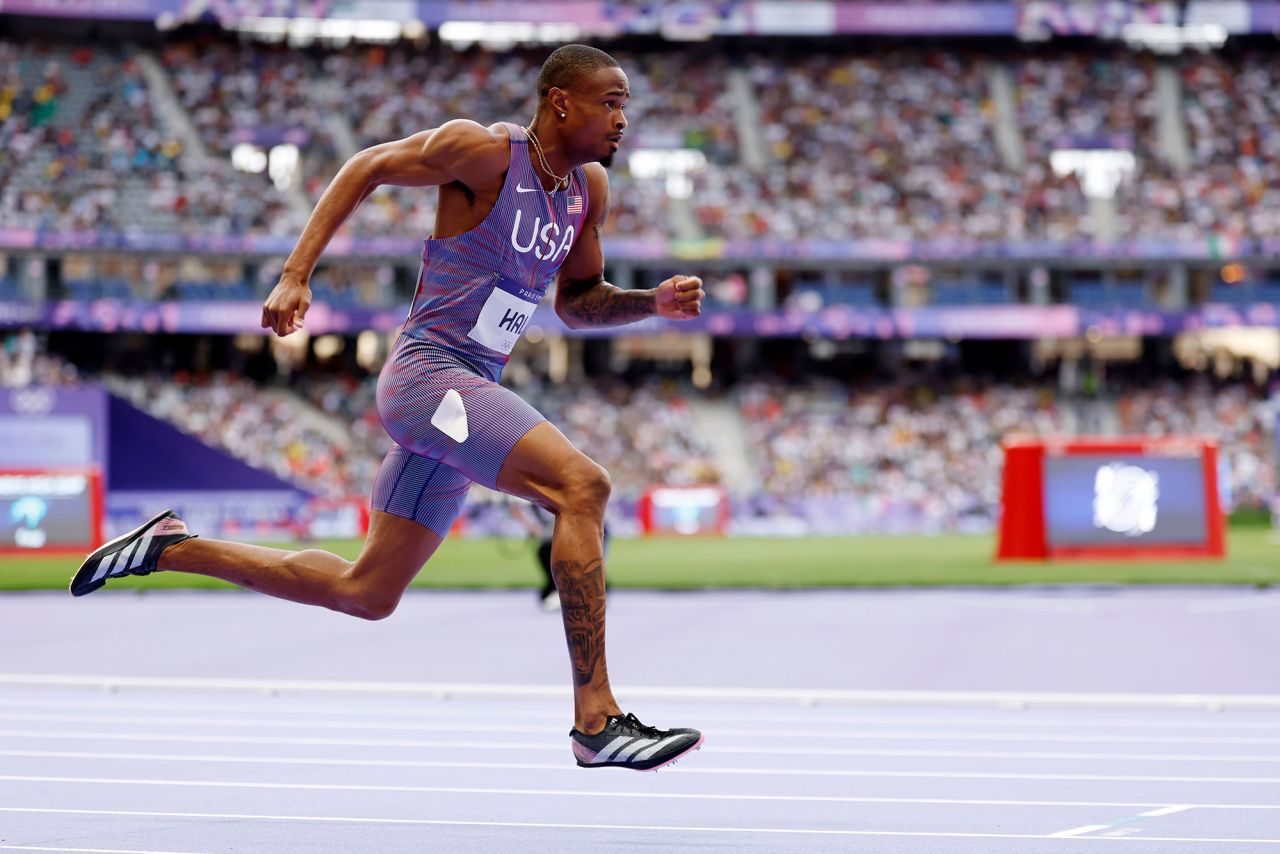 USA’s Quincy Hall competes in a men’s 400-meter heat on August 4. 