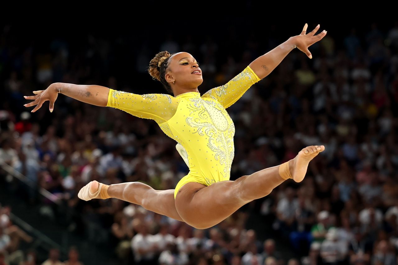 Rebeca Andrade of Brazil competes in the floor exercise on Thursday.