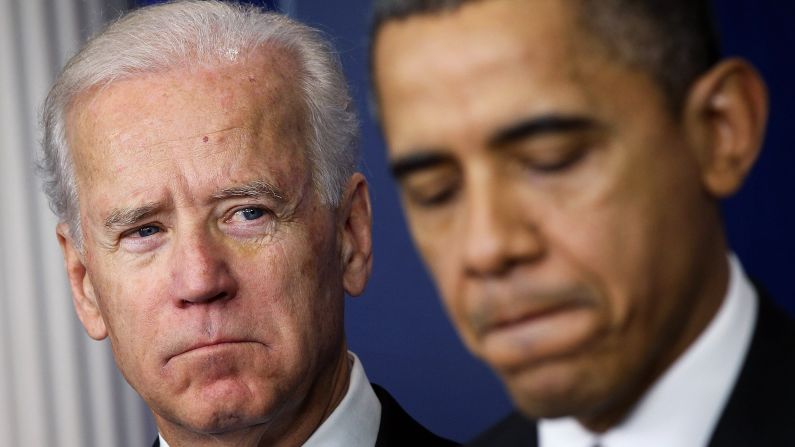 Biden listens to Obama speak about gun reform in December 2012. In the wake of a shooting at a Connecticut elementary school, Obama tapped Biden to lead an administration-wide effort against gun violence. But <a href="http://www.cnn.com/2015/10/02/politics/joe-biden-gun-control-oregon-college-shooting/" target="_blank"