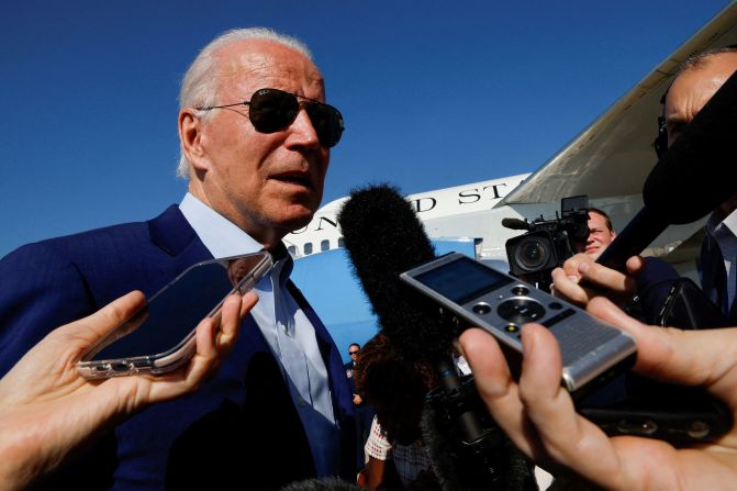 Biden speaks to the press as he arrives at Joint Base Andrews in Maryland in July 2022. The following morning, White House press secretary Karine Jean-Pierre said <a href="https://www.cnn.com/2022/07/21/politics/joe-biden-covid-19/index.html" target="_blank"