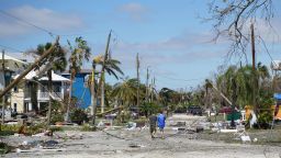 FORT MYERS, FLORIDA - SEPTEMBER 29 : A general view from the site after Hurricane Ian left Florida on Thursday following making landfall as a devastating Category 4 hurricane, on September 29, 2022 in Florida, United States. Widespread catastrophic damage has been left in much of southwestern Florida as 2.6 million people continue to lack power and thousands remain stranded. (Photo by Lokman Vural Elibol/Anadolu Agency via Getty Images)