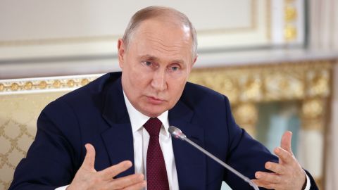 SAINT PETERSBURG, RUSSIA - JULY 29: (RUSSIA OUT) Russian President Vladimir Putin speaks during his press conference at the Konstantin Palace on July 29, 2023 in Saint Petersburg, Russia. President Putin hosted just 17 African leaders in this years's summit compared with the 43 who attended in 2019 participate in the Russia-African Summit. Talks centred with food security and the war in Ukraine. (Photo by Contributor/Getty Images)