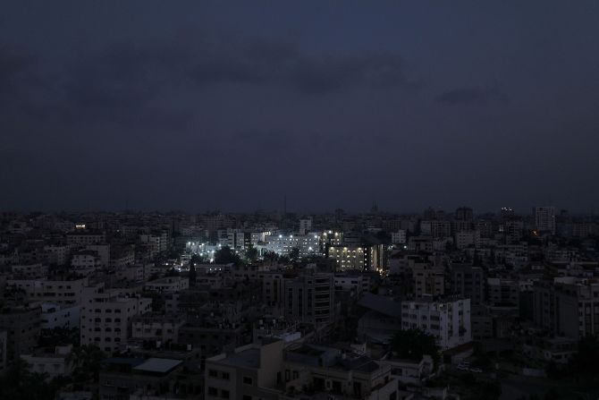 Al Shifa hospital is lit up in Gaza City on October 24. 