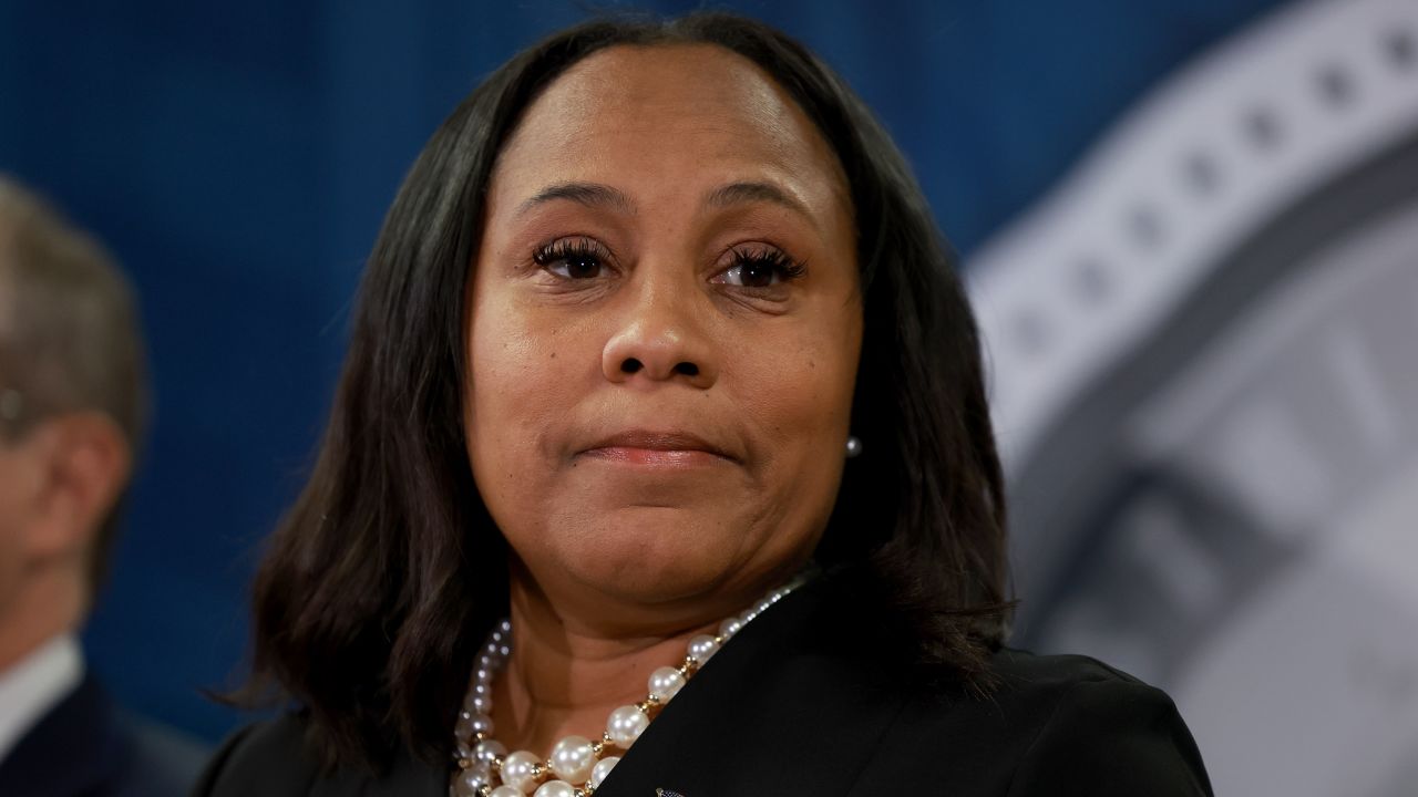 ATLANTA, GEORGIA - AUGUST 14: Fulton County District Attorney Fani Willis speaks during a news conference at the Fulton County Government building on August 14, 2023 in Atlanta, Georgia. A grand jury today handed up an indictment naming former President Donald Trump and his Republican allies over an alleged attempt to overturn the 2020 election results in the state.   (Photo by Joe Raedle/Getty Images)