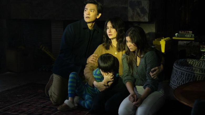 (L to R) John Cho, Katherine Waterston, Lukita Maxwell, and Isaac Bae in Columbia Pictures and Blumhouse AFRAID