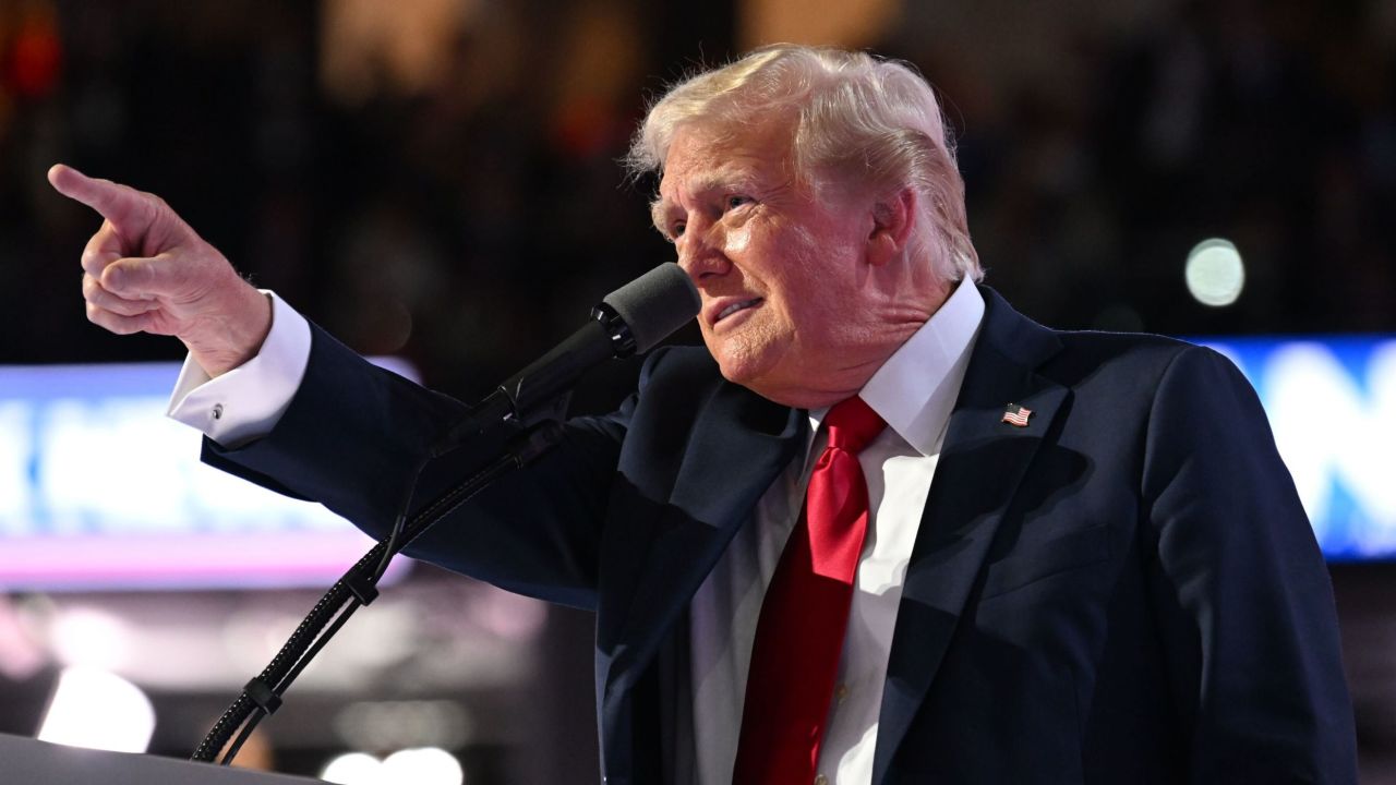 Former President Donald Trump speaks at the Republican National Convention in Milwaukee on Thursday, July 18.