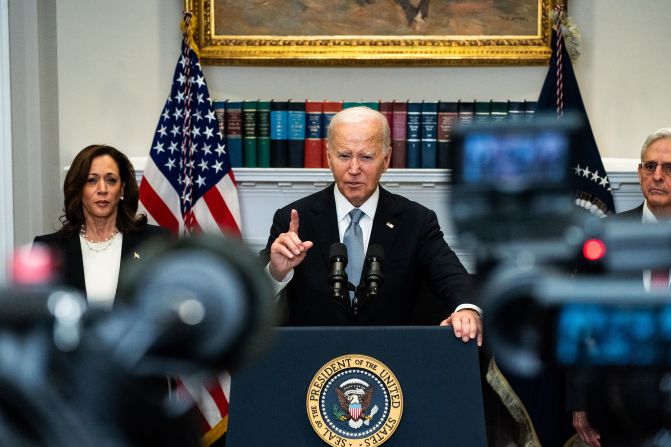 Biden addresses the nation from the Roosevelt Room of the White House in July 2024. A day after the attempted assassination of former President Trump, Biden called on the country to "lower the temperature in our politics" in a <a href="https://www.cnn.com/2024/07/14/politics/video/biden-speech-trump-assassination-attempt-digvid" target="_blank"