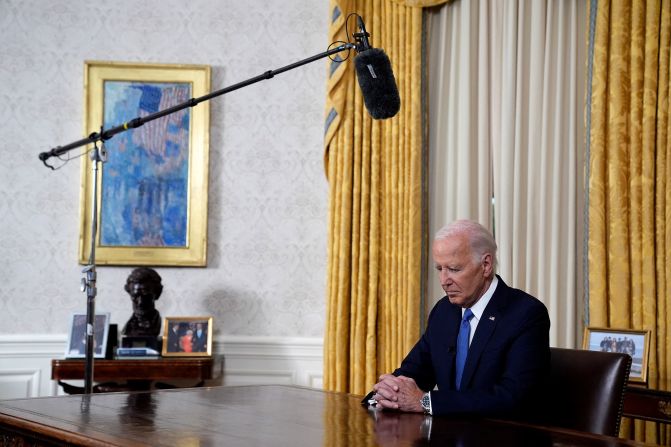 Biden speaks to the nation from the Oval Office in July 2024 on his decision to <a href="https://www.cnn.com/2024/07/24/politics/biden-oval-office-address-2024/index.html" target="_blank"