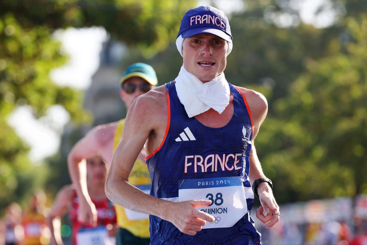 Aurelien Quinion of France competes during the men’s 20km race walk on Thursday.