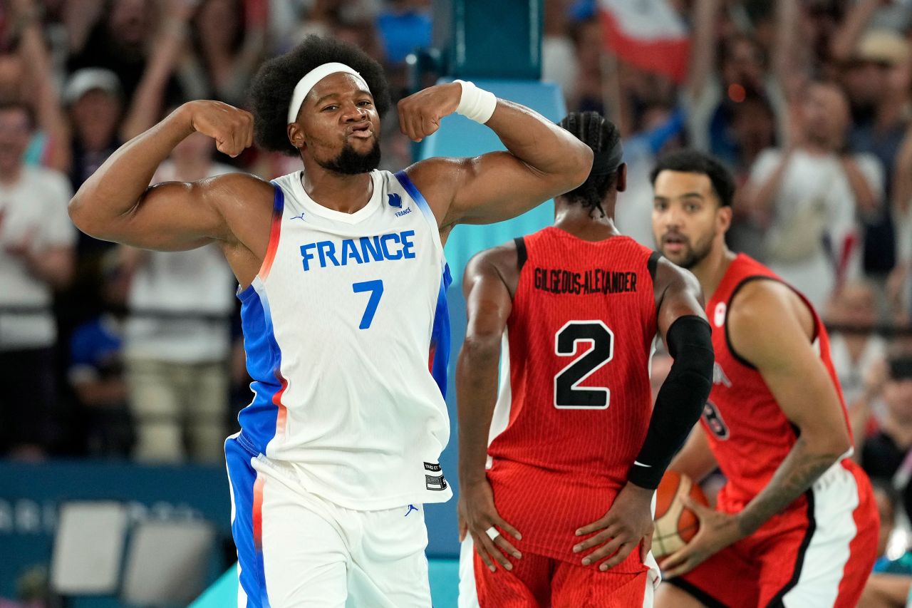 France's Guerschon Yabusele celebrates on Tuesday.